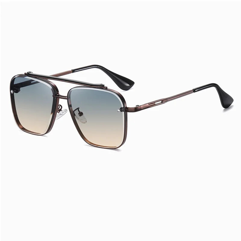 Nouvelles lunettes de soleil dégradées pour hommes Mode Métal Grand cadre Lunettes de soleil Marque Design Luxe Lunette De Soleil Homme