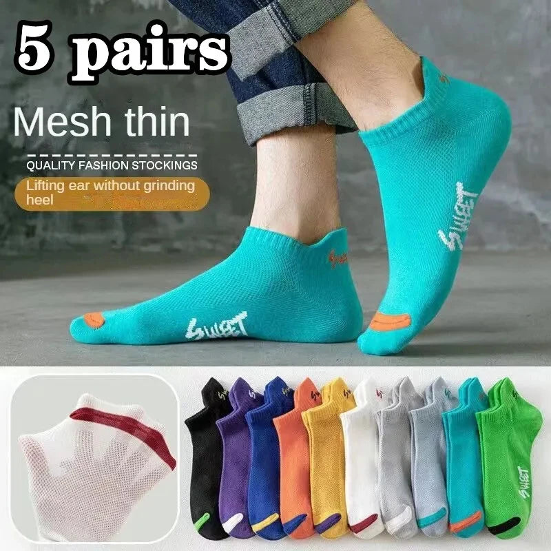 20/10/6/5/4/3/1pairs Chaussettes de cheville confortables respirantes en coton de mode pour hommes, chaussettes d’été pour hommes