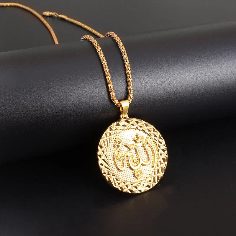 Couleur or musulman Allah Coran pendentif collier hommes femmes mode foi islam bijoux religieux Ramadan cadeaux