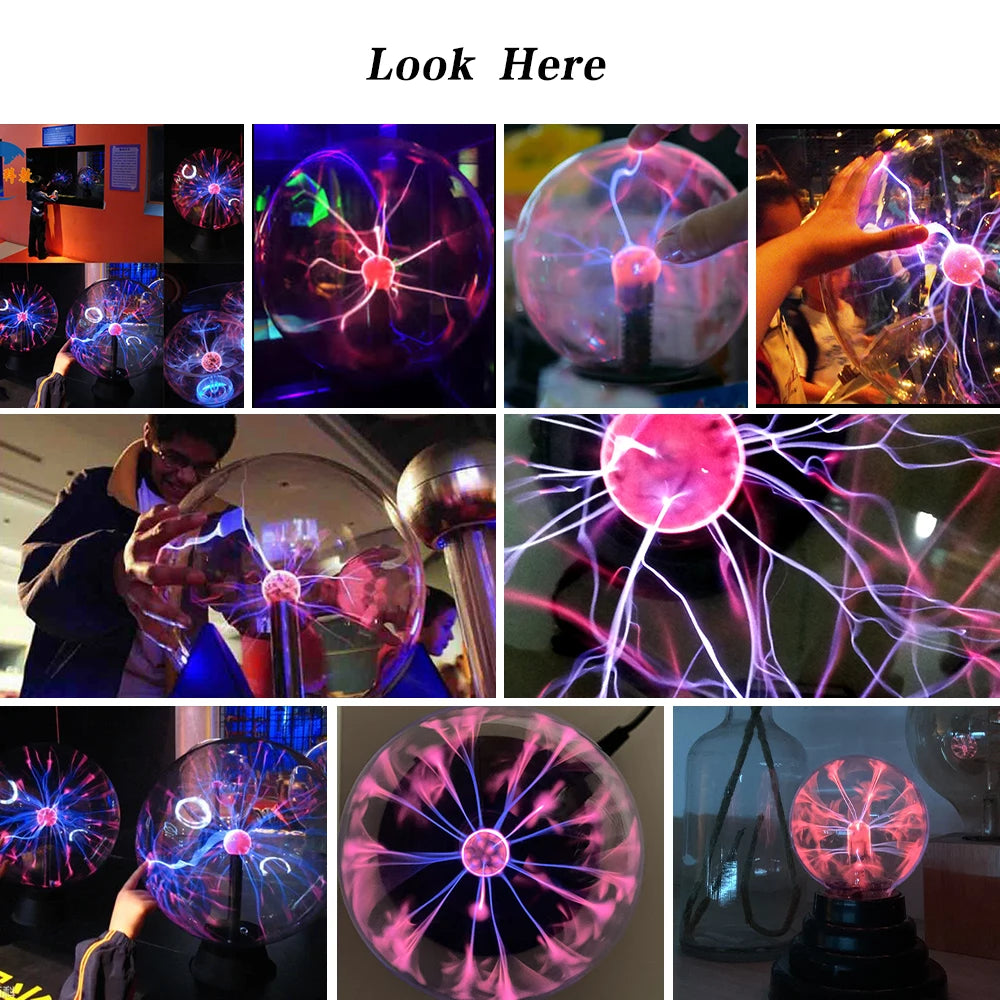 3 pouces nouveauté verre magique plasma boule lampe 220V tactile atmosphère sensible veilleuse enfants anniversaire Noël cadeau éclairage