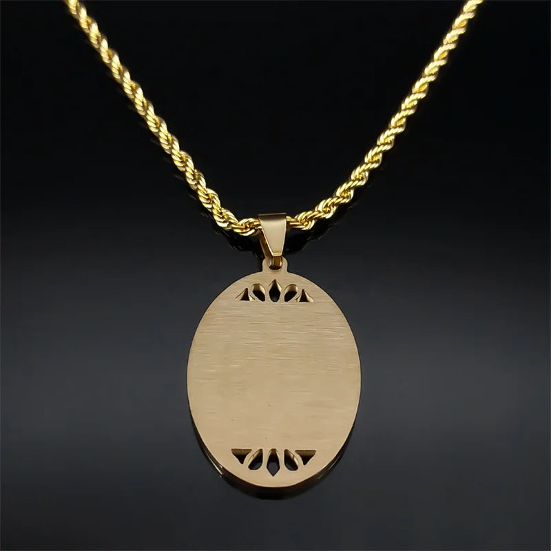 Journal islamique musulman Allah Chaîne de collier en acier inoxydable pour hommes Femmes Arabe Or Couleur Islam Bijoux collier homme N1208