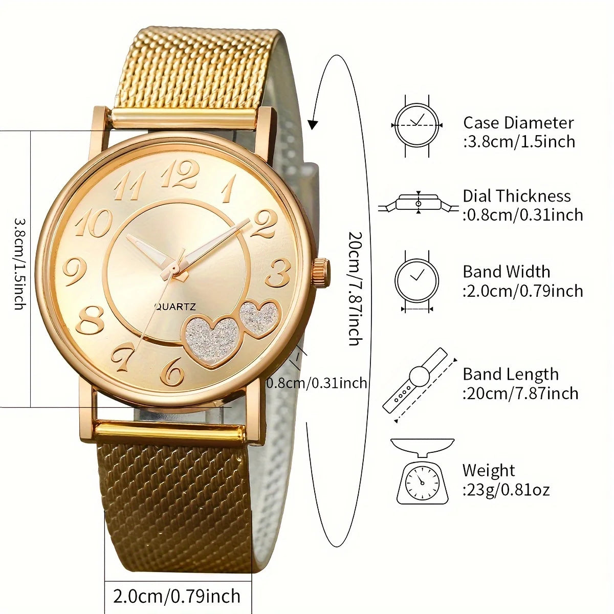 6PCS/coffret pour femme une montre une bague une paire de boucles d’oreilles un bracelet et une chaîne avec un pendentif