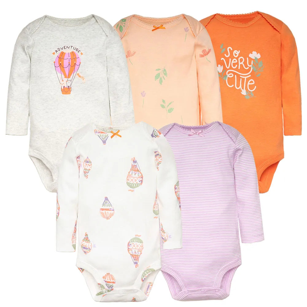 Bodys pour bébé garçon 5 pièces Ensemble de vêtements pour nouveau-nés Vêtements pour tout-petits Vêtements pour bébés pour filles 100 % coton Doux pour bébé Nouveau dessin animé Bebe Combinaisons