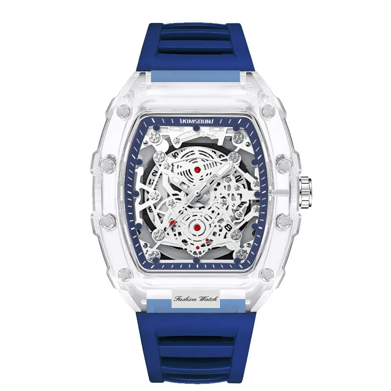 UTHAI BK134 Montre à quartz transparente personnalisée en baril creux décontracté mode sports calendrier étanche
