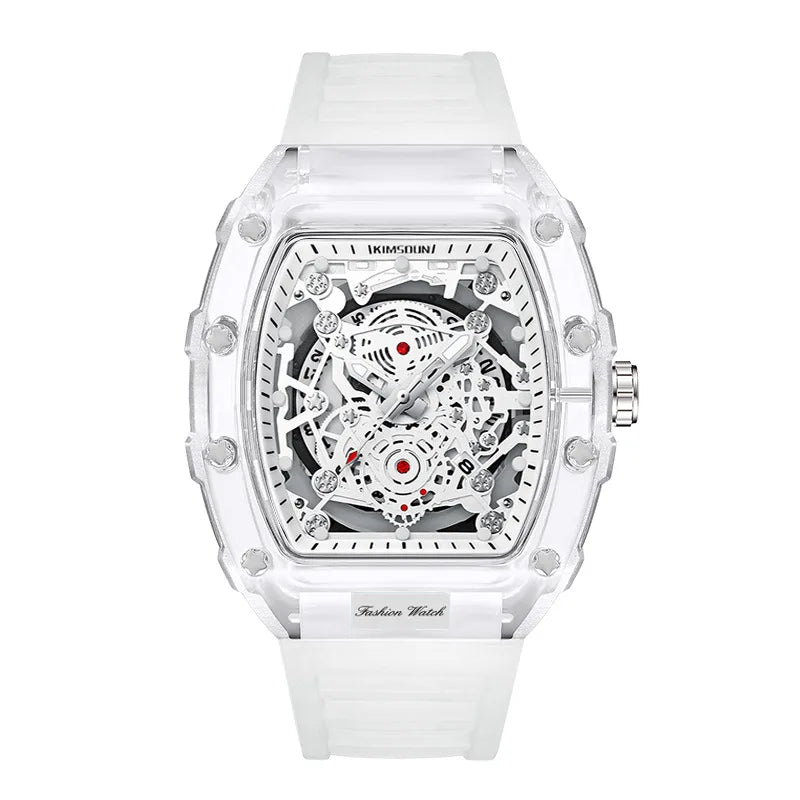 UTHAI BK134 Montre à quartz transparente personnalisée en baril creux décontracté mode sports calendrier étanche