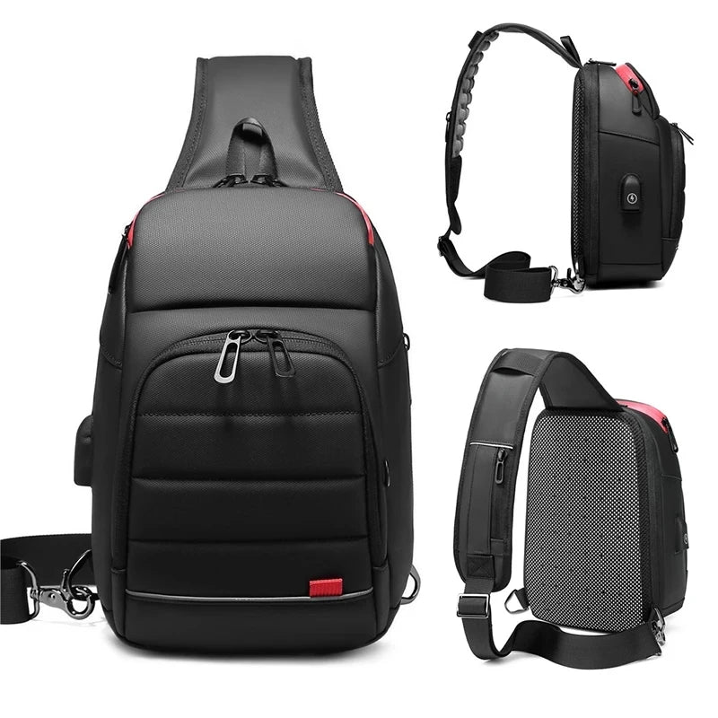 EURCOOL Sac à bandoulière multifonction Hommes Sacs à bandoulière d’affaires USB Charge Design Sac de poitrine Sac étanches