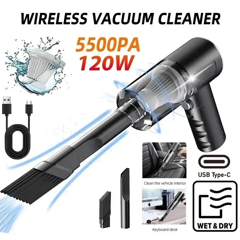 Aspirateur de voiture sans fil portable Aspirateur sans fil à double usage pour la maison et la voiture Aspirateur puissant 120W haute puissance