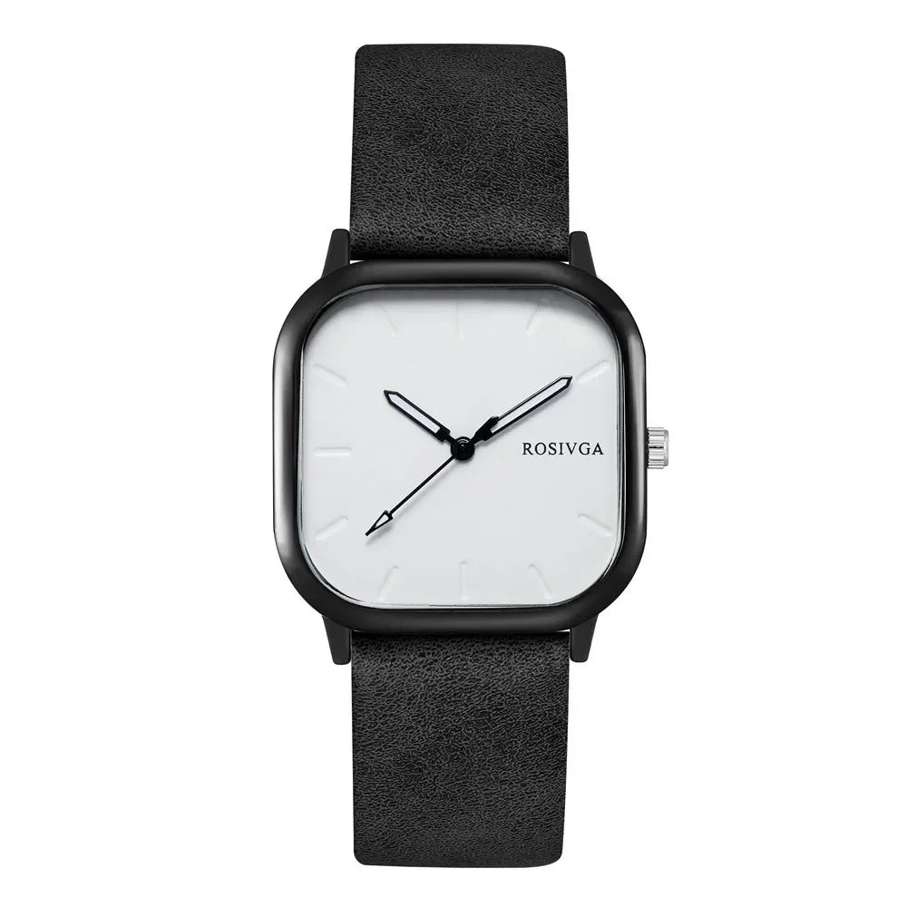 Montre de mode Simple cadran carré PU cuir Quartz Hommes Montre d’affaires Montre-bracelet Horloge Montre Homme