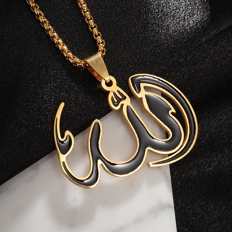 Couleur or musulman Allah Coran pendentif collier hommes femmes mode foi islam bijoux religieux Ramadan cadeaux