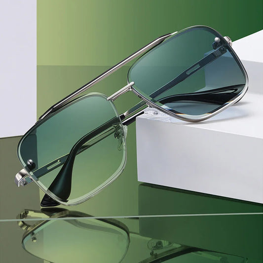 Nouvelles lunettes de soleil dégradées pour hommes Mode Métal Grand cadre Lunettes de soleil Marque Design Luxe Lunette De Soleil Homme