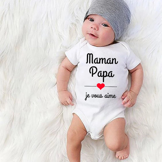 Maman Papa Je t’aime Bodys de bébé Fête des mères Tenue de bébé Fête des pères Nouveau-nés Garçons Filles Vêtements Fête des mères Cadeau de fête des pères