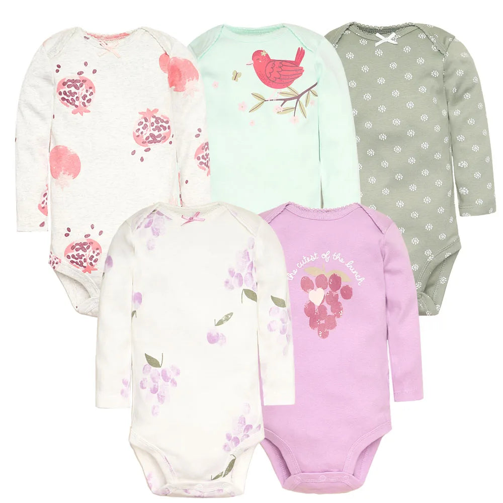 Bodys pour bébé garçon 5 pièces Ensemble de vêtements pour nouveau-nés Vêtements pour tout-petits Vêtements pour bébés pour filles 100 % coton Doux pour bébé Nouveau dessin animé Bebe Combinaisons