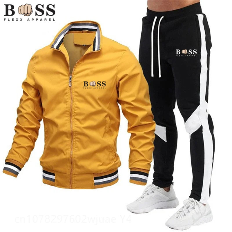 Nouveaux survêtements pour hommes 2024 Ensembles pour hommes Sweat-shirt + pantalon de survêtement Survêtement Fermeture éclair Col montant Costume de sport Jogging Fitness Vêtements pour hommes