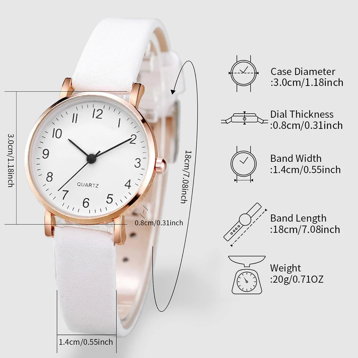 3pcs/set Montre à quartz à bracelet en cuir pour femmes à la mode et ensemble de bracelets en perles