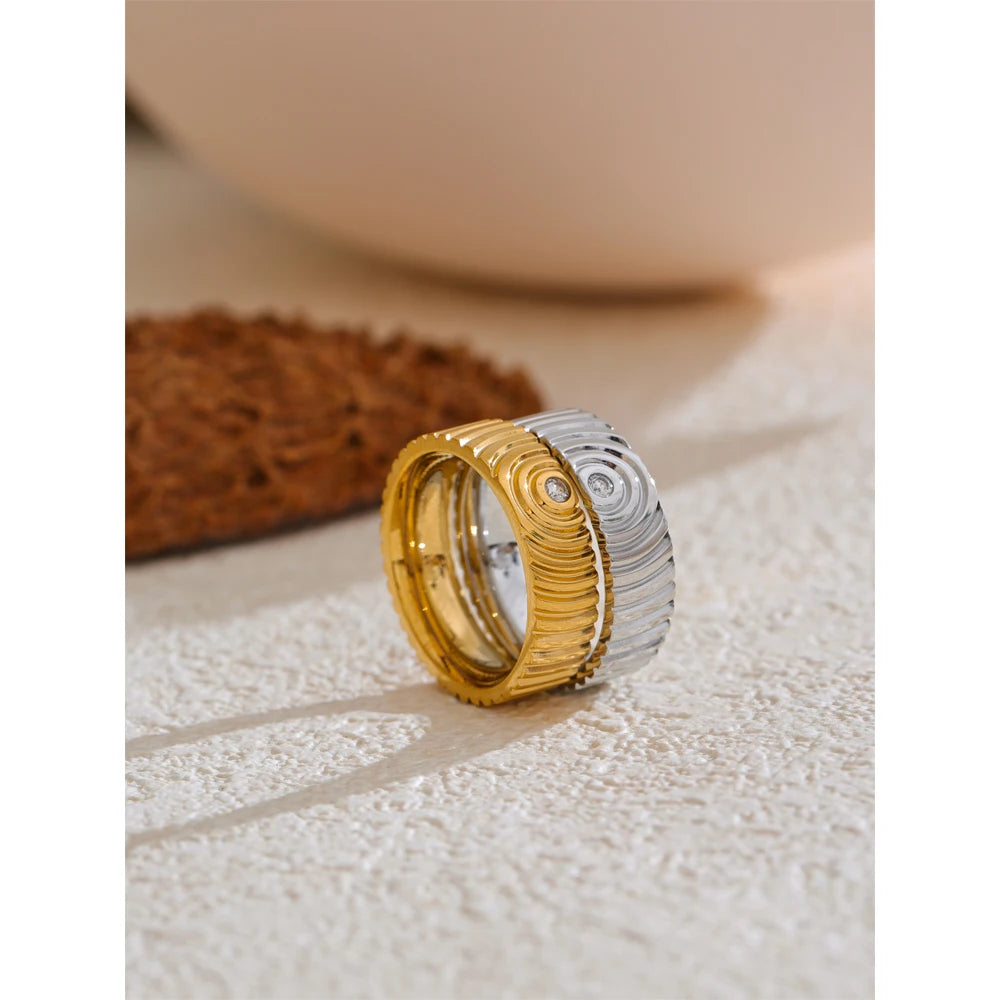 Yhpup 6789# Arrivée en acier inoxydable rond rayé zircon anneau de haute qualité minimaliste doigt bijoux de mode Bijoux Femme