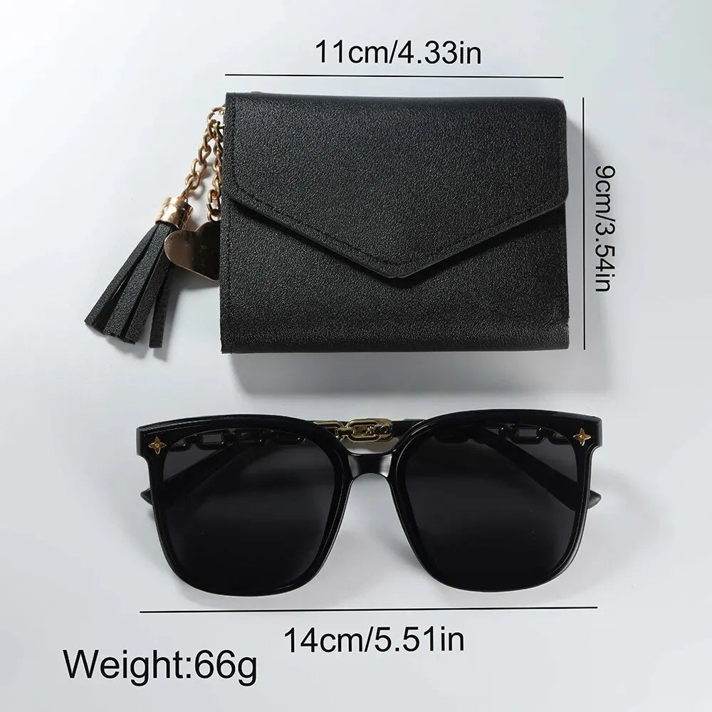 Femmes Mode Ceinture en cuir Montres & Papillon Portefeuille Lunettes Lunettes de soleil Ensemble Ladies Quartz Wristwatches Dress Clock Montre Femme