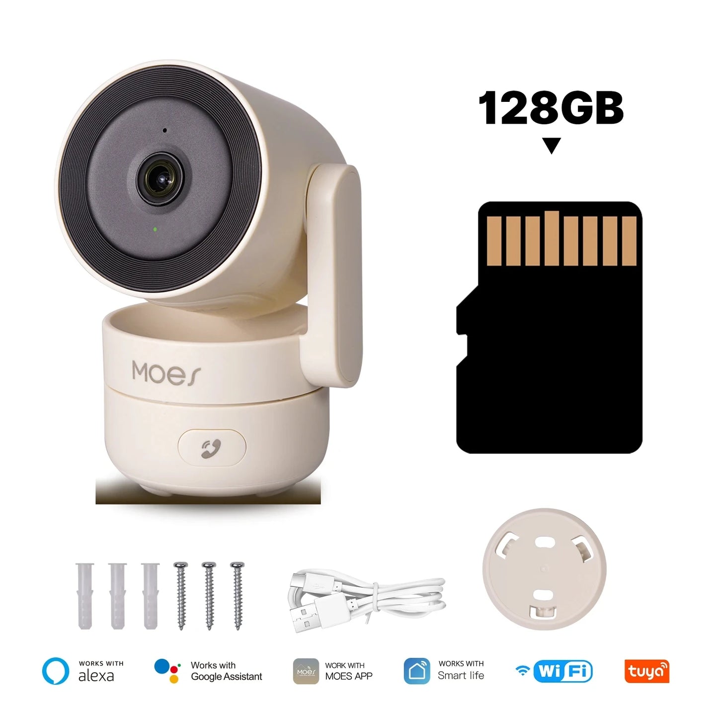Caméra de sécurité intelligente panoramique/inclination intérieure HD Vision nocturne infrarouge Moniteur de détection de son de mouvement