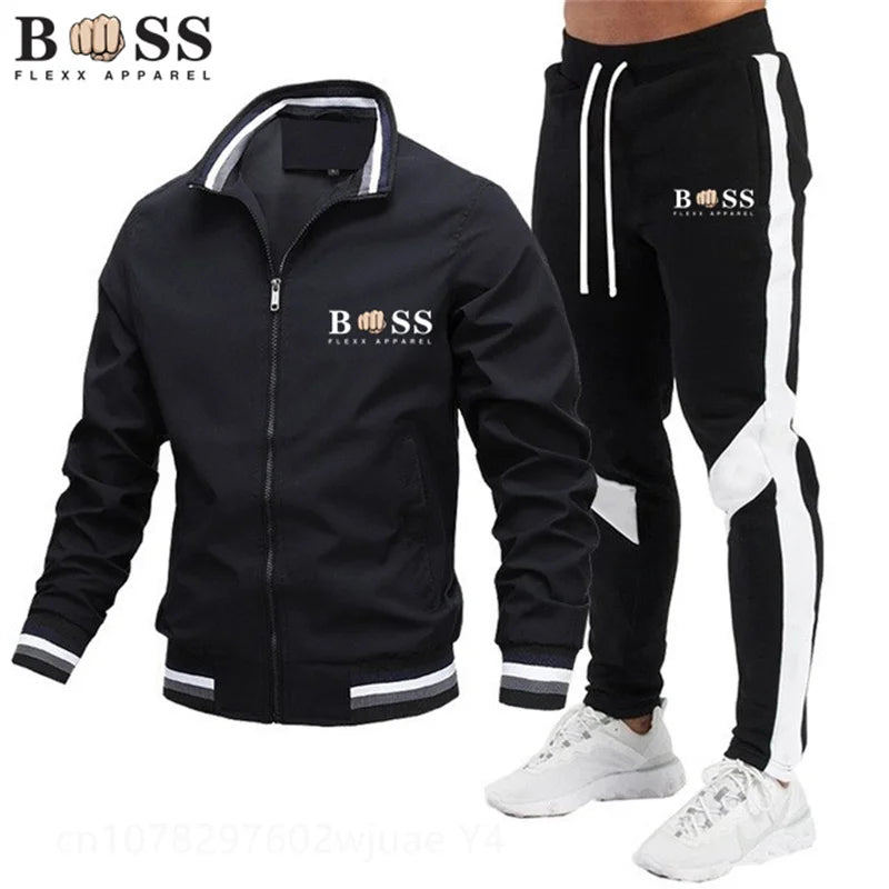 Nouveaux survêtements pour hommes 2024 Ensembles pour hommes Sweat-shirt + pantalon de survêtement Survêtement Fermeture éclair Col montant Costume de sport Jogging Fitness Vêtements pour hommes