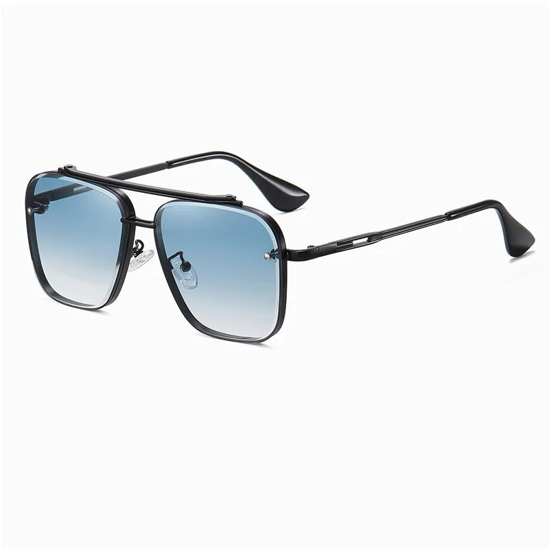 Nouvelles lunettes de soleil dégradées pour hommes Mode Métal Grand cadre Lunettes de soleil Marque Design Luxe Lunette De Soleil Homme