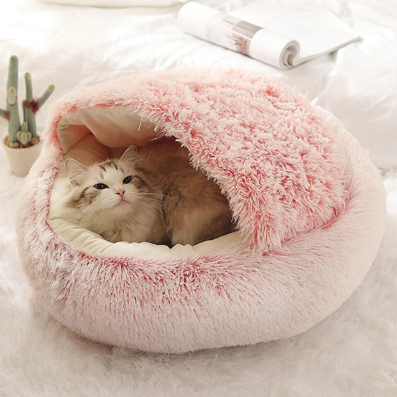 Lit pour chat, matelas pour animaux de compagnie, lit douillet et chaud en peluche avec housse, nid rond pour chat, chien ou chaton, idéal pour les petits chiens.