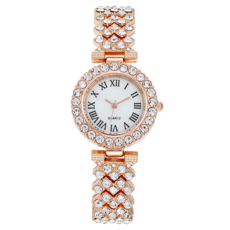 6pcs Ensemble de montres Ensemble de luxe Strass Femmes Mode Élégant Montre-bracelet Quartz Montre Pour Fille Dames Horloge Montre Femme