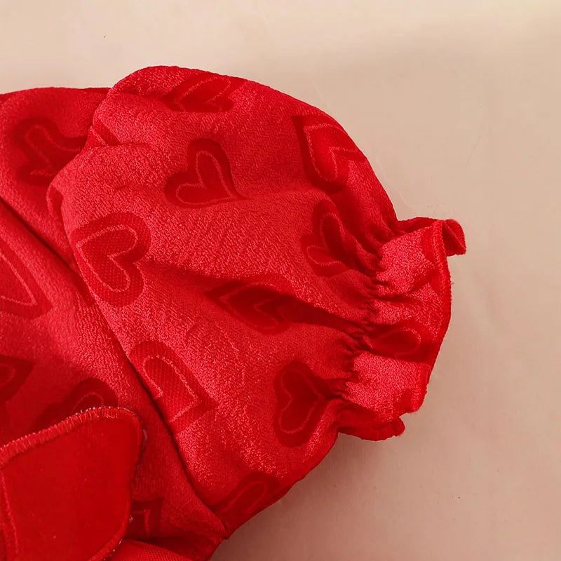 Saint-Valentin bébé cœur body mignon nouveau-né jupe en tulle bouffante manches courtes tout-petit une pièce vêtements d’été pour bébé