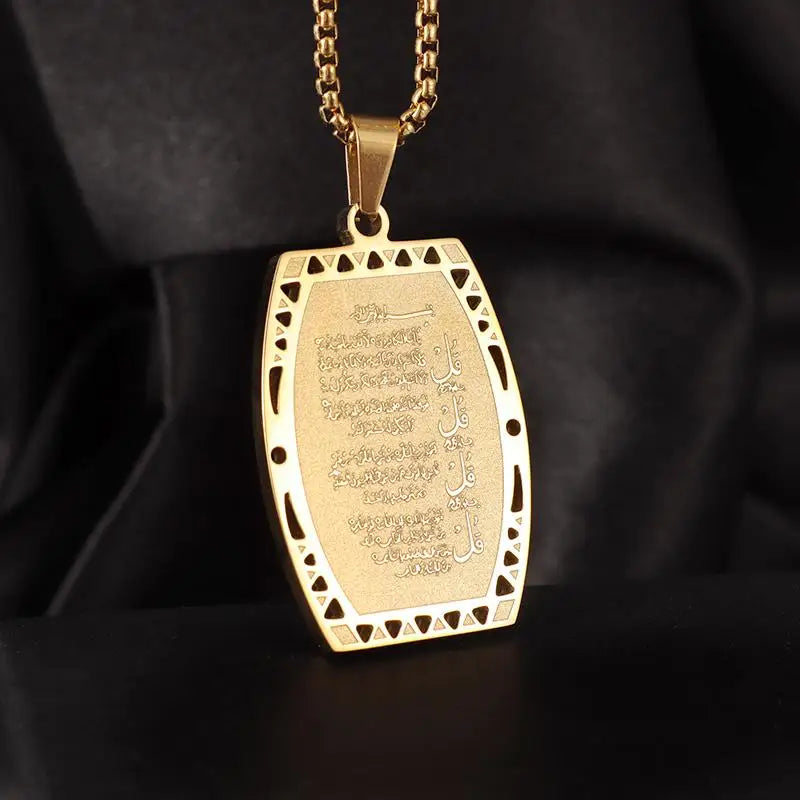Islam Musulman Quatre Qul Suras Porte-clés En Acier Inoxydable Ayatul Chaise Porte-clés Calligraphie Arabe  Bijoux