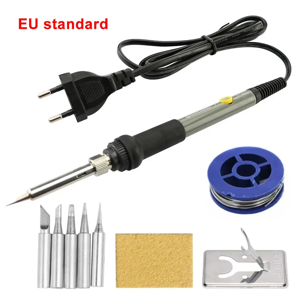 Fer à souder électrique à température réglable 220V/110V 60W Ensemble de fer à souder électrique Outil de réparation de soudure