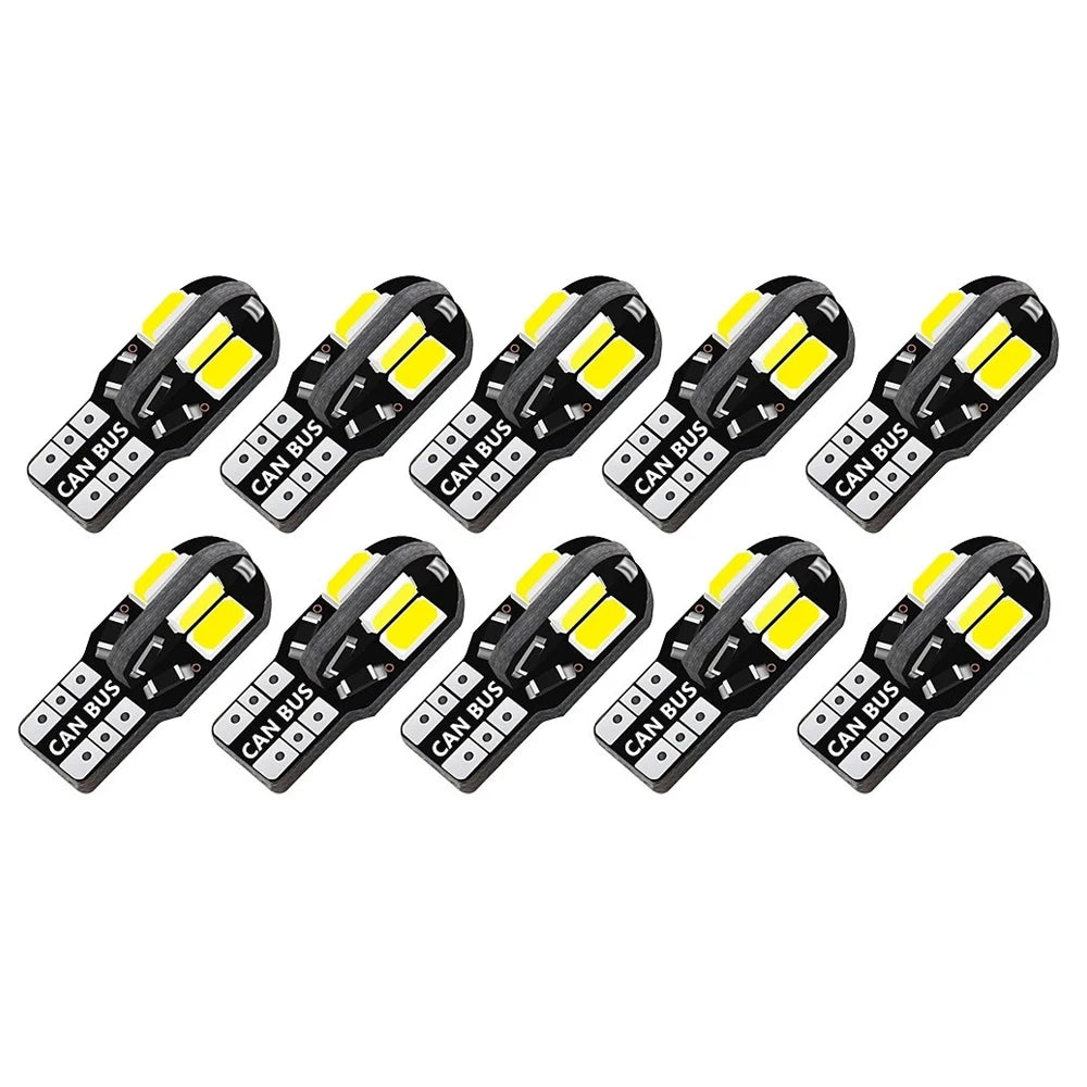 10x W5W T10 LED CANBUS Pas d'erreur 5W5 12V 5W 600Lm Super Bright Car Interior Side Light 194 3030 SMD Auto Bulb White Amber Red