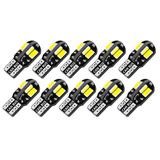 10x W5W T10 LED CANBUS Pas d'erreur 5W5 12V 5W 600Lm Super Bright Car Interior Side Light 194 3030 SMD Auto Bulb White Amber Red