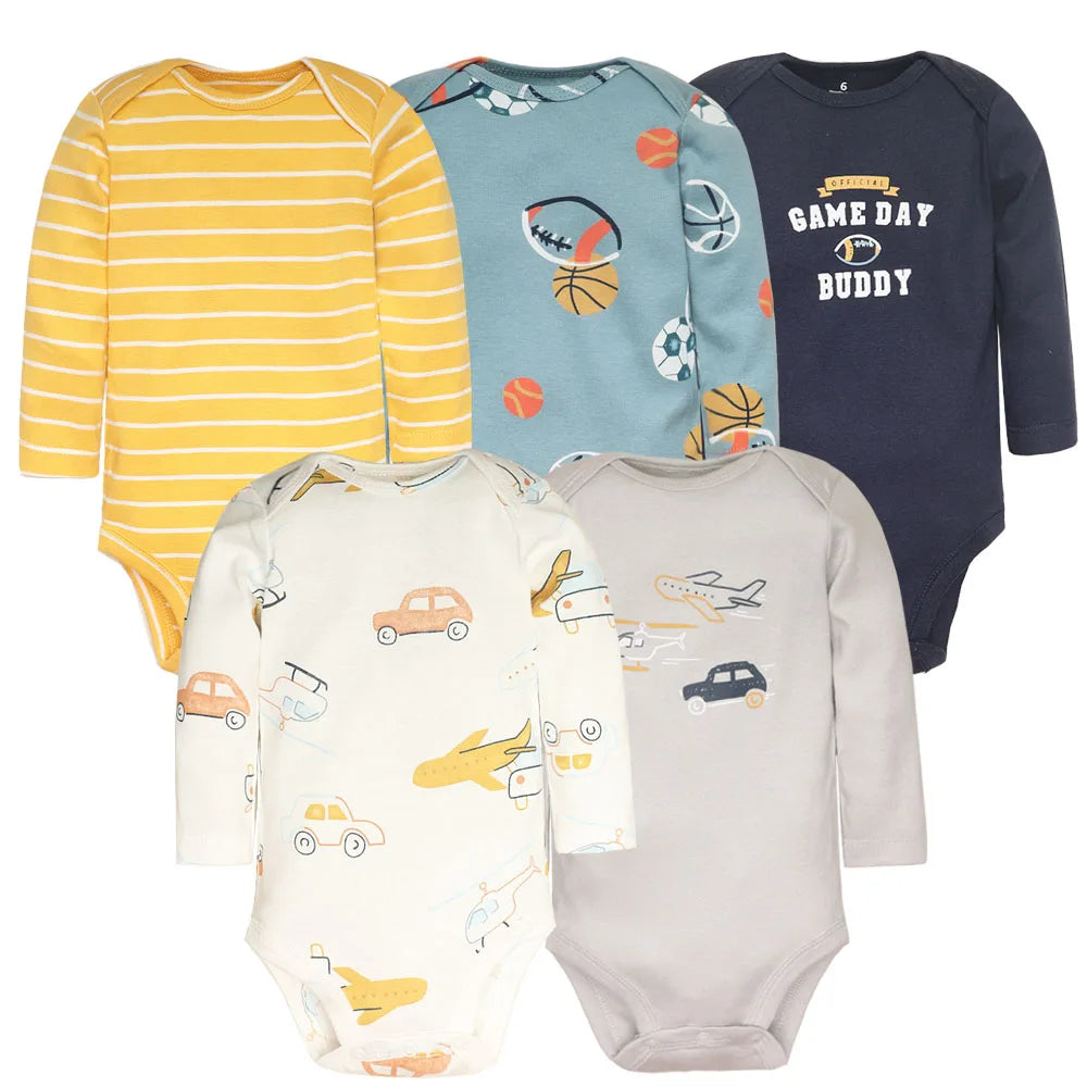 Bodys pour bébé garçon 5 pièces Ensemble de vêtements pour nouveau-nés Vêtements pour tout-petits Vêtements pour bébés pour filles 100 % coton Doux pour bébé Nouveau dessin animé Bebe Combinaisons
