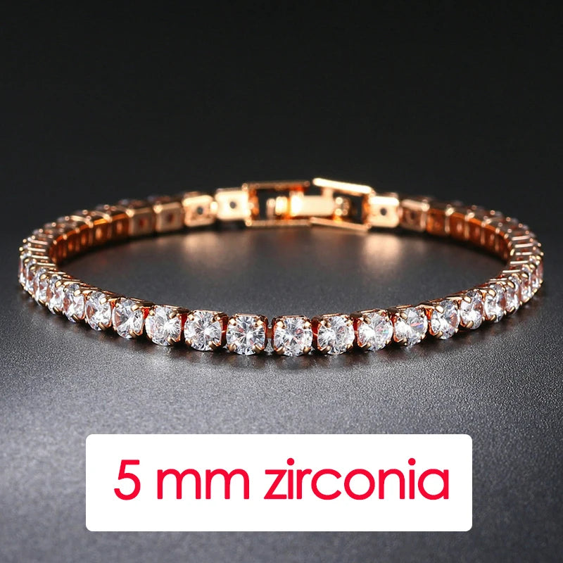 Hip Hop Iced Out 3/4/5mm Crystal Tennis Bracelet pour Hommes Trendy Punk Zirconia homme Chain on The Hand Streetwear Jewelry
