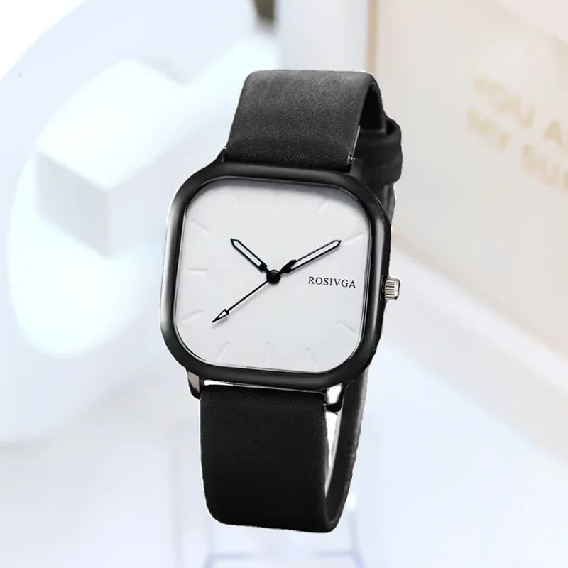 Montre de mode Simple cadran carré PU cuir Quartz Hommes Montre d’affaires Montre-bracelet Horloge Montre Homme