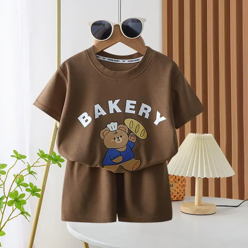 Nouveau Ensemble Disney Baby Kids Vêtements Set Mickey Mouse Print T-shirt+short Deux Pièces Mode Enfants Fille Garçon Survêtement 100% Coton
