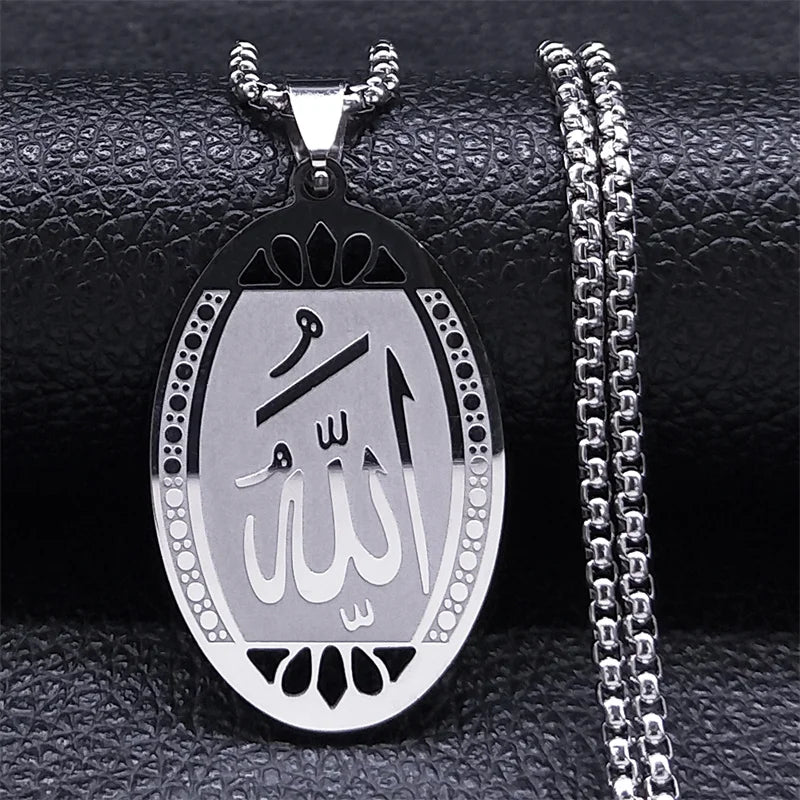 Journal islamique musulman Allah Chaîne de collier en acier inoxydable pour hommes Femmes Arabe Or Couleur Islam Bijoux collier homme N1208
