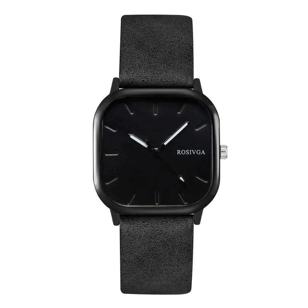 Montre de mode Simple cadran carré PU cuir Quartz Hommes Montre d’affaires Montre-bracelet Horloge Montre Homme