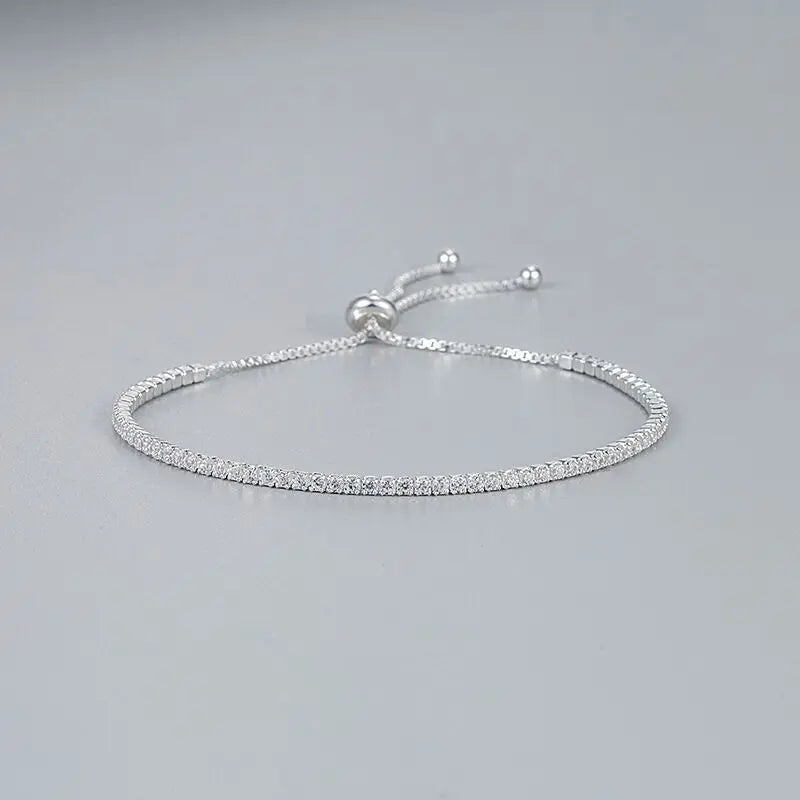 Bracelet en argent sterling 925 Amour élégant Zircon Tennis Chaîne en cristal pour femmes