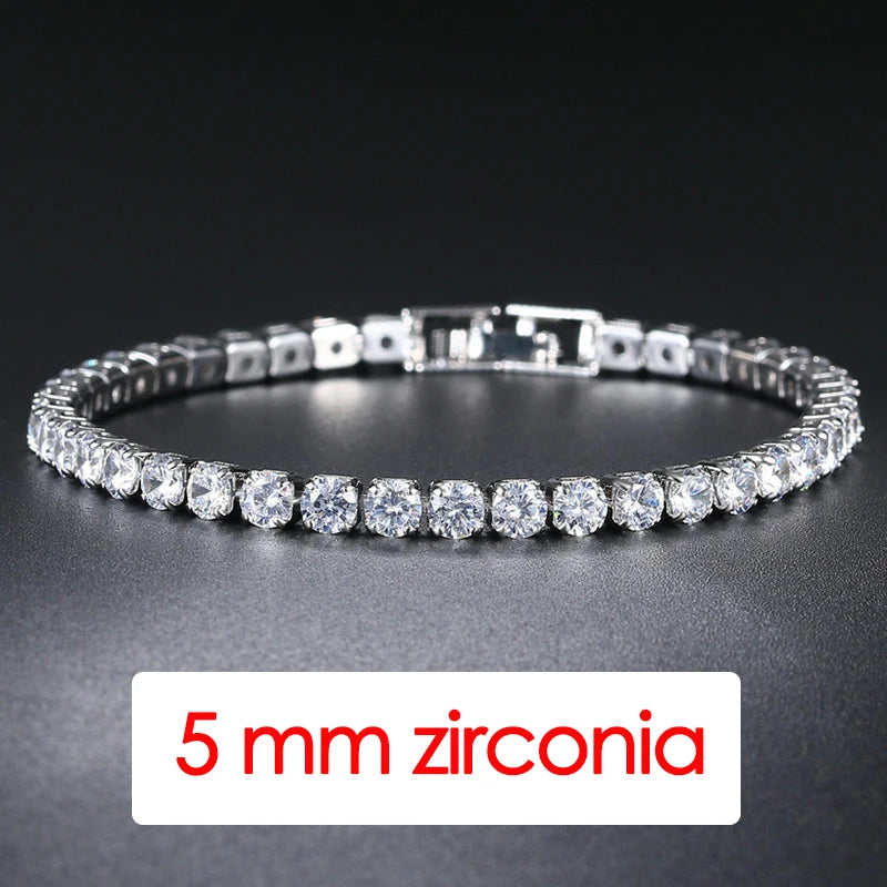 Hip Hop Iced Out 3/4/5mm Crystal Tennis Bracelet pour Hommes Trendy Punk Zirconia homme Chain on The Hand Streetwear Jewelry