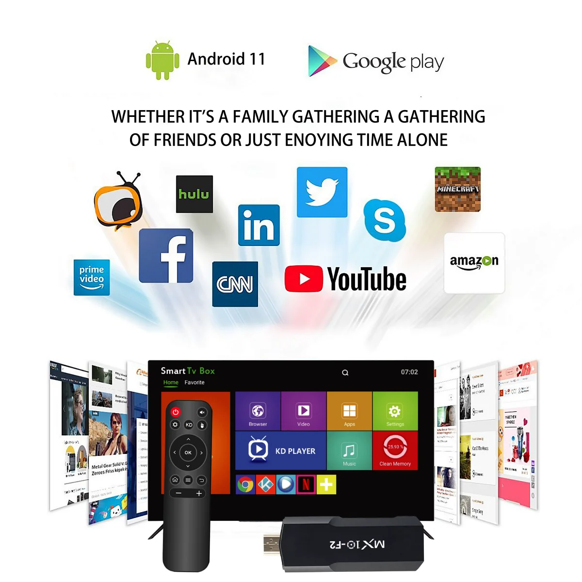 Clés TV 1gb 8gb 1 unité android 2025 stb mx10 F2 tv box android 4k eu android tv
