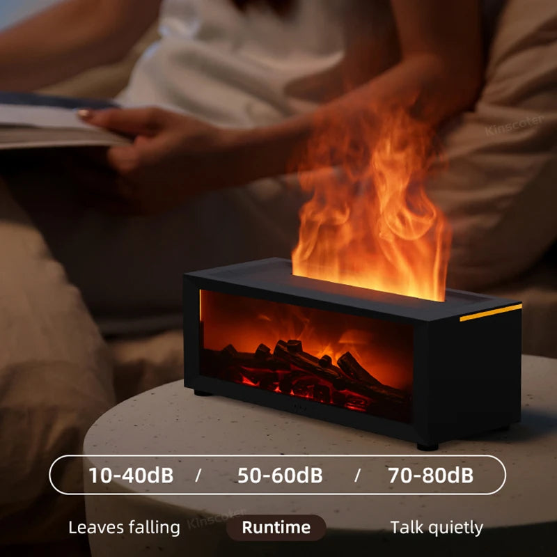 Diffuseur de cheminée simulé Arôme Humidificateur d’air à l’huile essentielle avec minuterie à distance et veilleuse colorée pour la maison Cadeau créatif