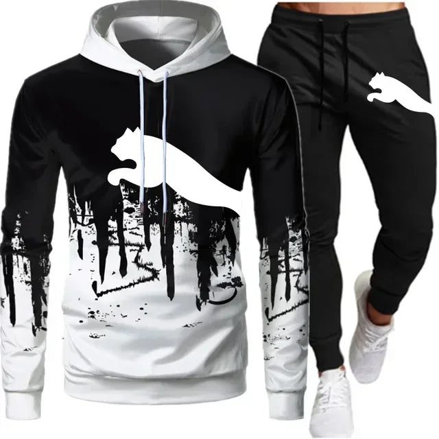 2024 hommes et femmes le même ensemble de pull tendance décontractée de mode sports de plein air motif d’impression pull deux pièces ensemble taille S-XL