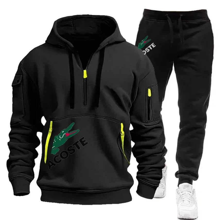 2024 Ensemble de sport de mode Sweat à capuche pour hommes Vêtements de sport de fitness Ensemble chaud Vêtements de course lente Ensemble de sports d’hiver