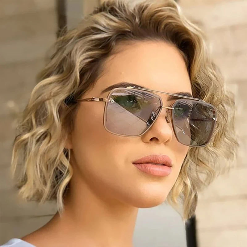 Nouvelles lunettes de soleil dégradées pour hommes Mode Métal Grand cadre Lunettes de soleil Marque Design Luxe Lunette De Soleil Homme
