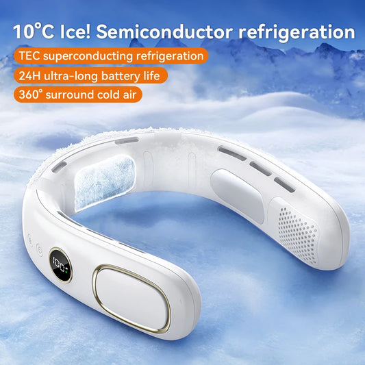 Ventilateur de cou suspendu Mini 2026, ventilateur de cou portable sans pales, rafraîchisseur d'air, affichage numérique, climatiseur