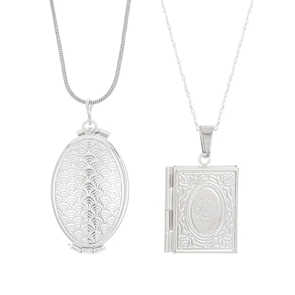 1 pièce de cadre photo islamique d’Allah Coran Collier pendentif pour hommes et femmes peut être placé Photo Mode Bijoux religieux Cadeau