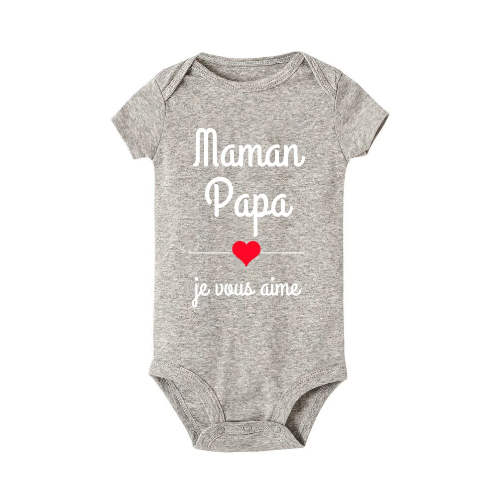 Maman Papa Je t’aime Bodys de bébé Fête des mères Tenue de bébé Fête des pères Nouveau-nés Garçons Filles Vêtements Fête des mères Cadeau de fête des pères
