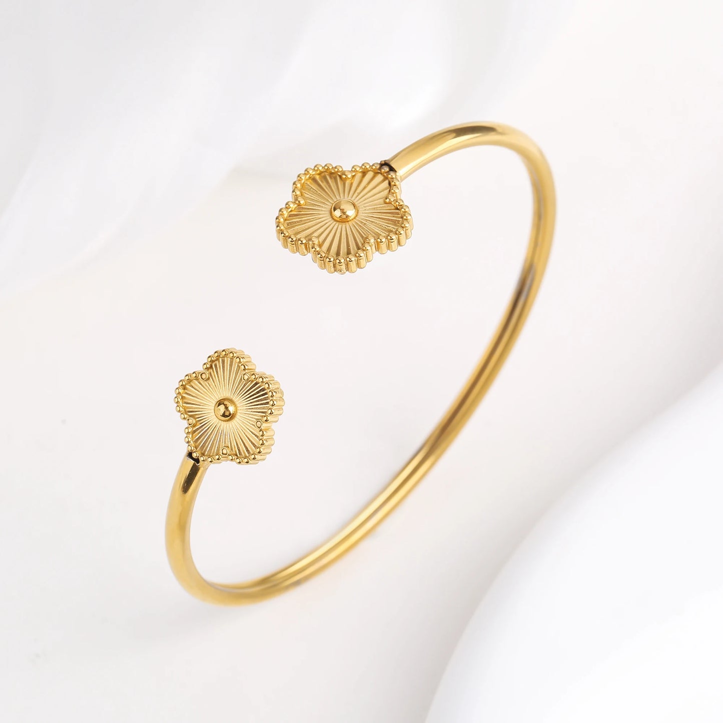 Simple en acier inoxydable coquille blanche cinq feuilles fleur bracelet classique trèfle poignet bijoux luxe pour femme fête bijoux cadeau