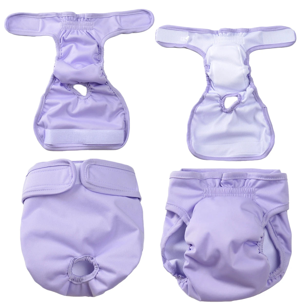 3pcs Couches pour chiens femelles lavables pour petits chiens moyens Pantalon physiologique réglable pour animaux de compagnie Ensembles de couches réutilisables étanches pour animaux de compagnie