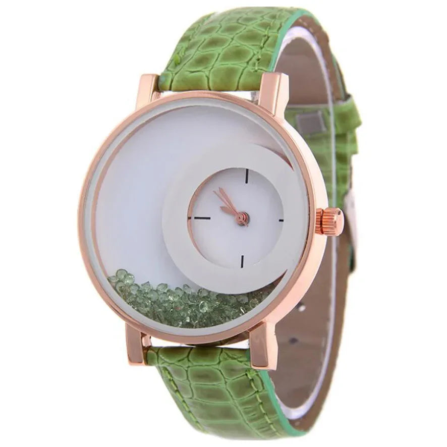 Broken Diamond Large Dial Student Montre pour femme Quartz Belt