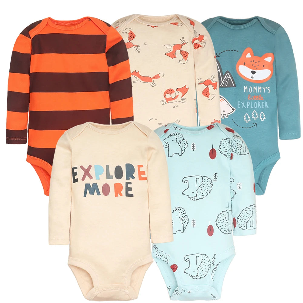 Bodys pour bébé garçon 5 pièces Ensemble de vêtements pour nouveau-nés Vêtements pour tout-petits Vêtements pour bébés pour filles 100 % coton Doux pour bébé Nouveau dessin animé Bebe Combinaisons